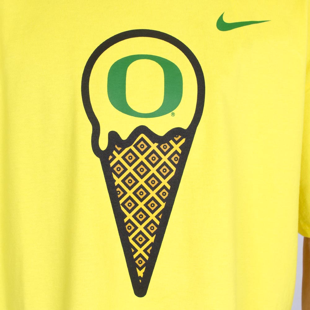 Classic Oregon O, Nike, Yellow, Crew Neck, Cotton, Men, Max 90, Heavy cotton, React, T-Shirt, World without Cancer, Ice Cream, 812174